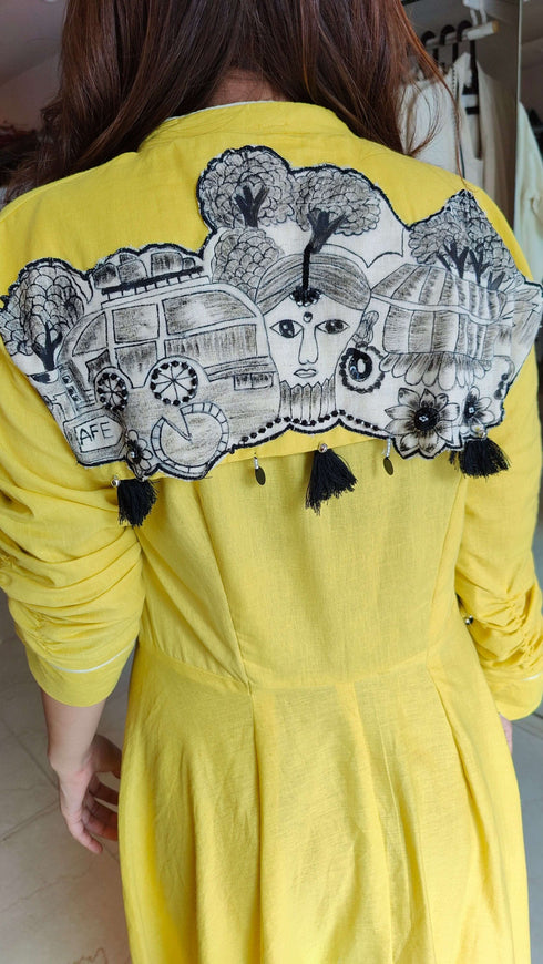 Hand Painted Yellow Dress